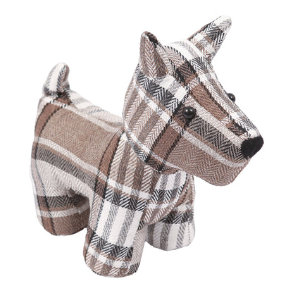 Nicola Spring Bentley the Dog Fabric Household Door Stop - Brown Tartan