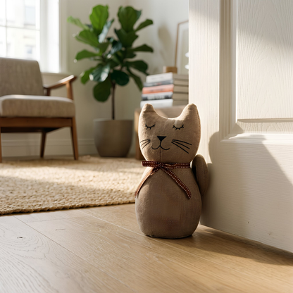 Nicola Spring Jasper the Cat Fabric Household Door Stop - Grey