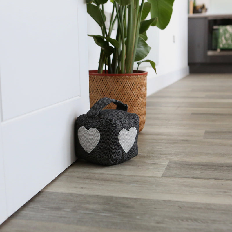 Nicola Spring Fabric Door Stopper - Heart Herringbone