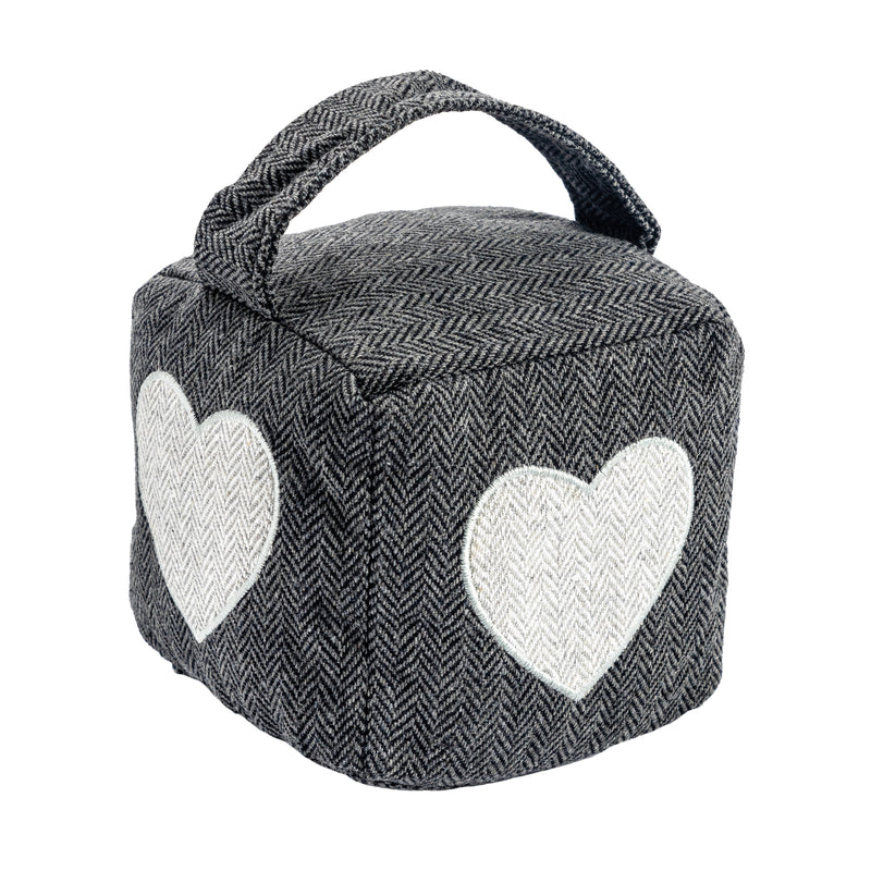 Nicola Spring Fabric Door Stopper - Heart Herringbone