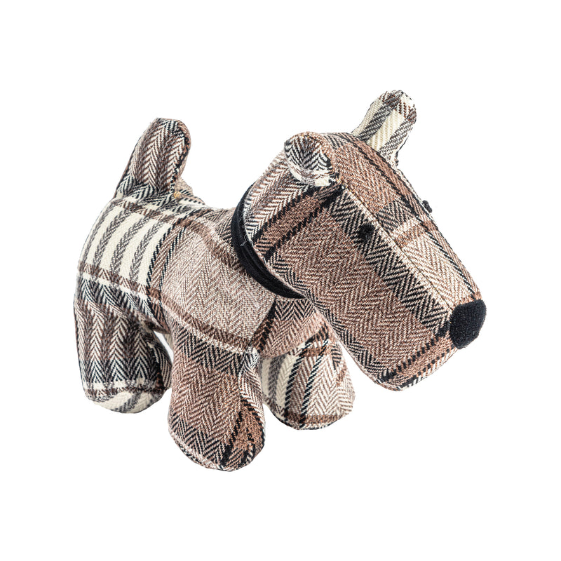 Nicola Spring Bentley the Dog Fabric Household Door Stop - Brown Tartan