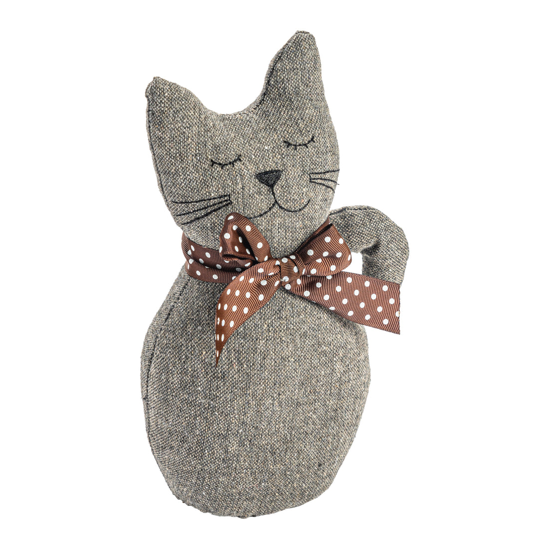 Nicola Spring Jasper the Cat Fabric Household Door Stop - Grey