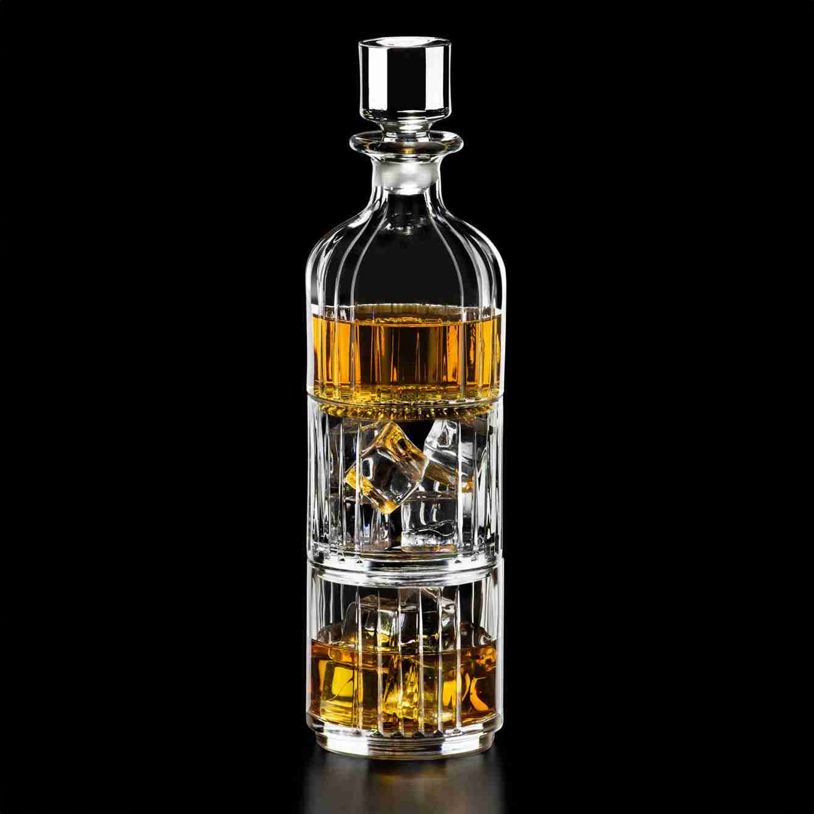 3 Piece 345ml Timeless Combo Stacking Glass Whisky Decanter Set