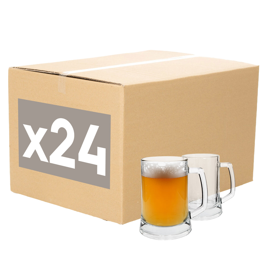 500ml Glass Beer Mugs - Pack of 24 - By Rink Drink