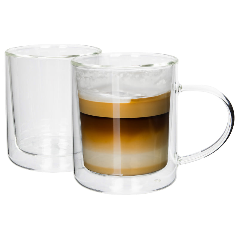 360ml Double-Walled Glass Mugs - Pack of Two - By Rink Drink