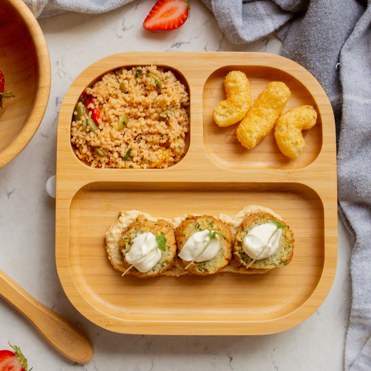 Divided Bamboo Baby Suction Plate