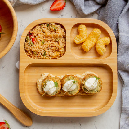 Divided Bamboo Baby Suction Plate