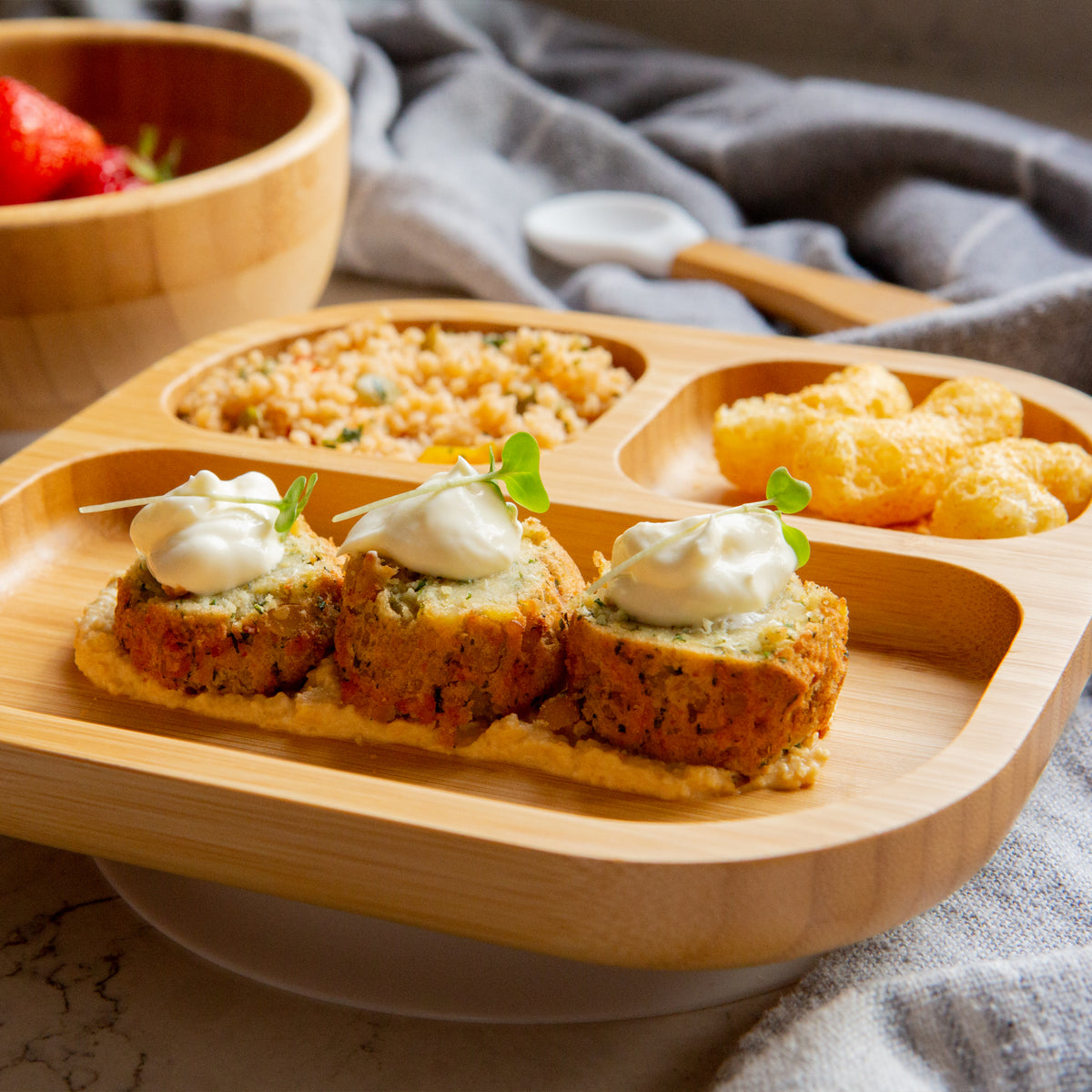 Divided Bamboo Baby Suction Plate