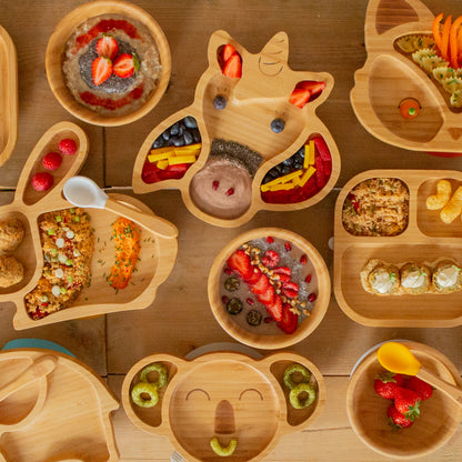 Divided Bamboo Baby Suction Plate