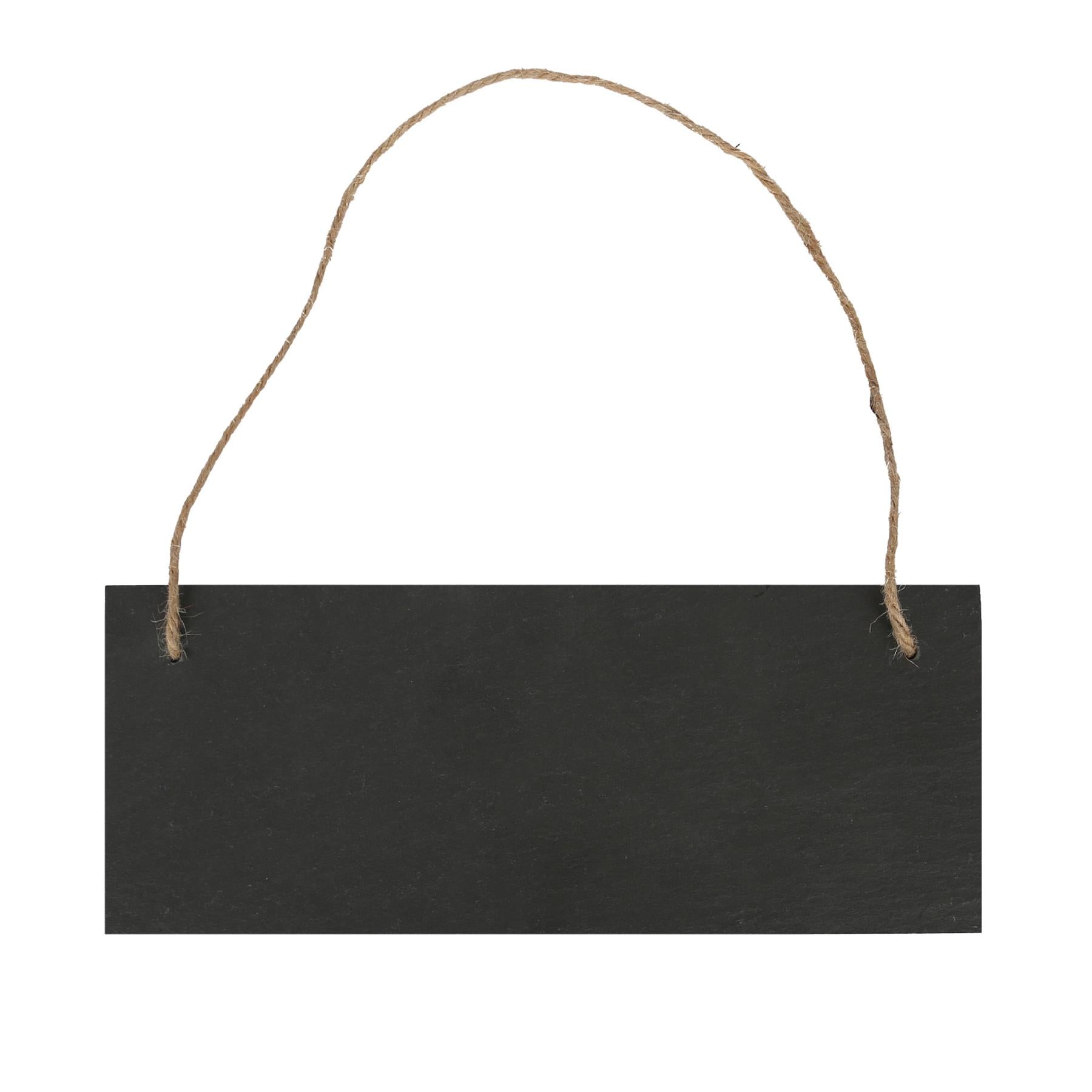 Rectangle Slate Memo Board with Rope - 25cm x 10cm - Black