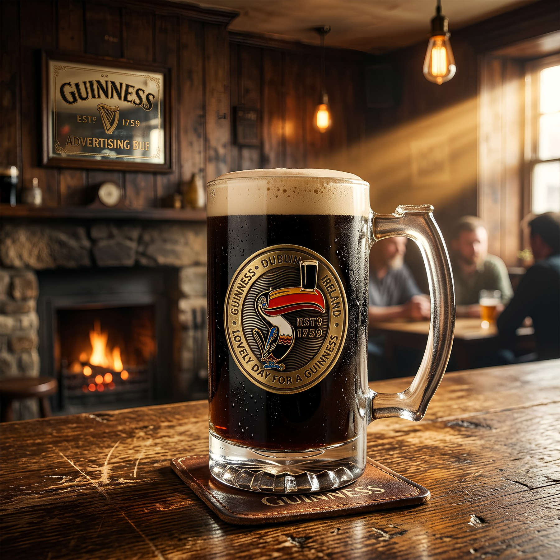 Guinness Toucan Glass Tankard with Badge