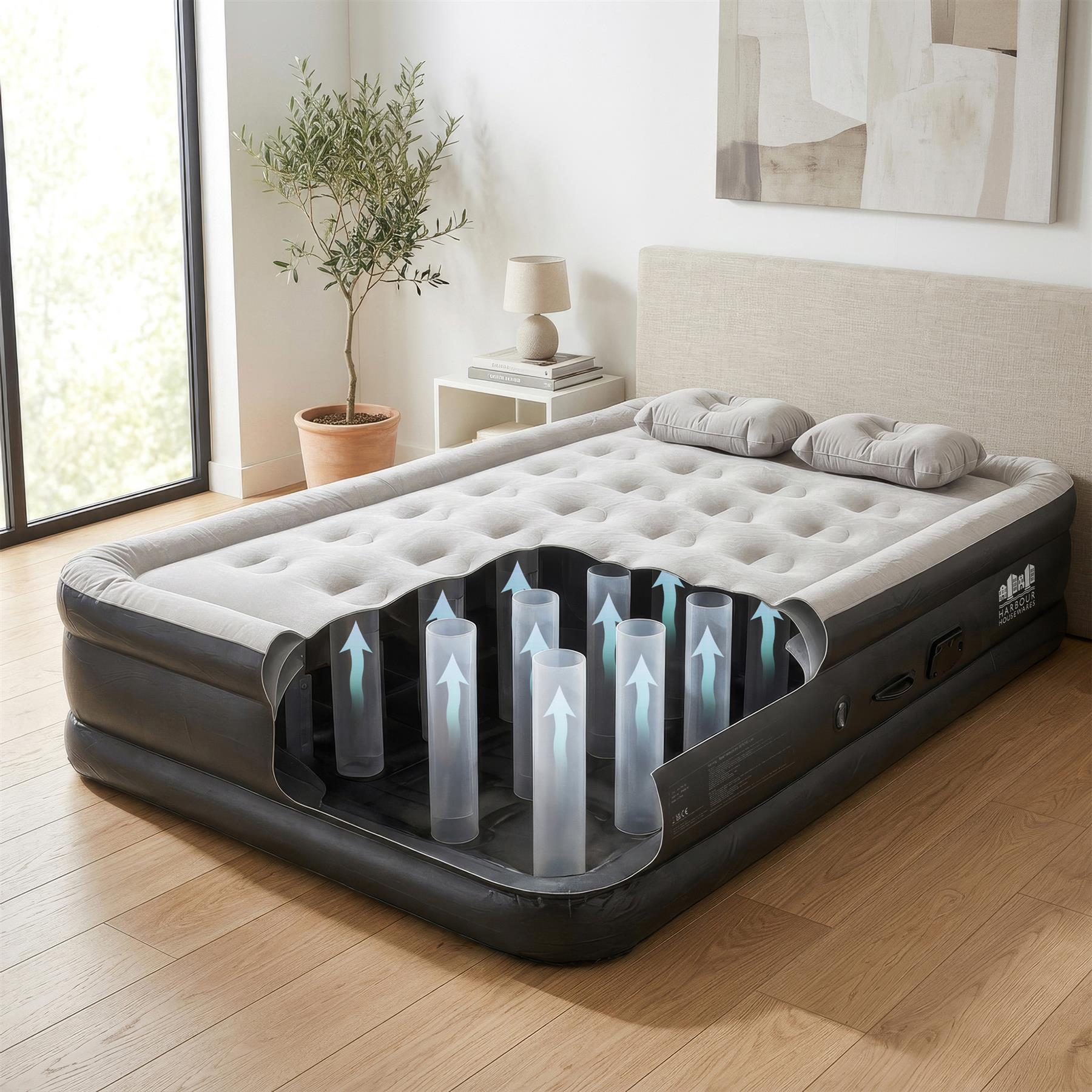 Double Airbed with Removable Electric Pump - Black/Grey