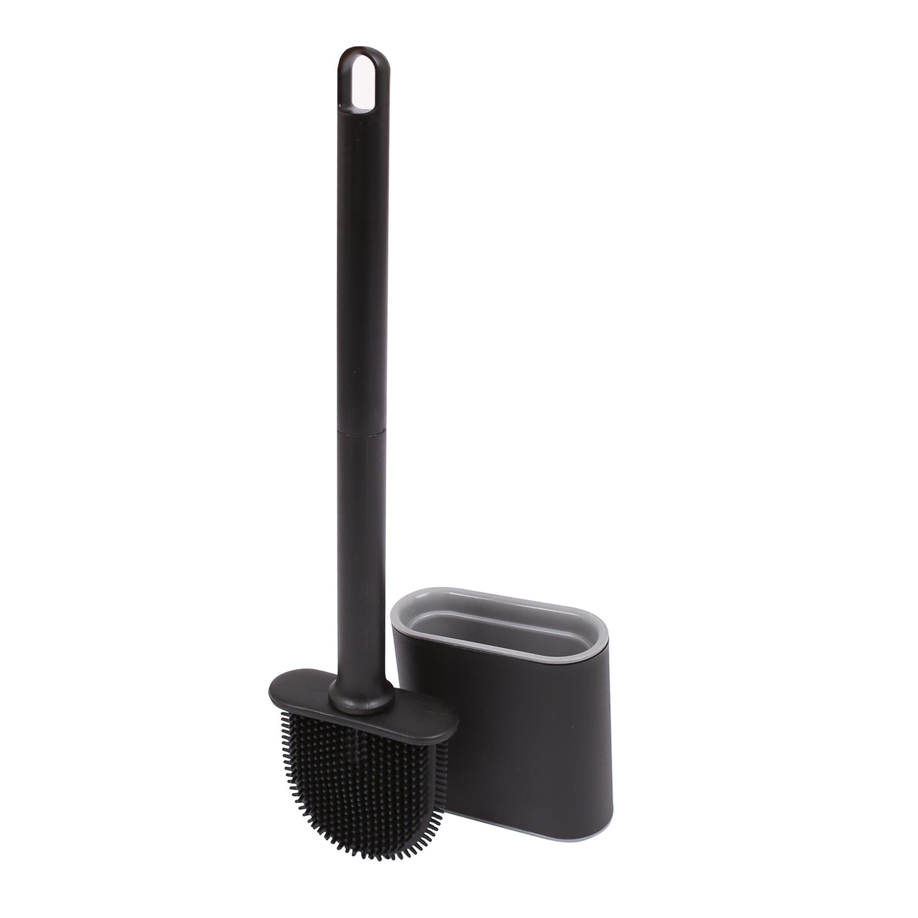 Wall-Mounted Toilet Brush and Holder Set - Black