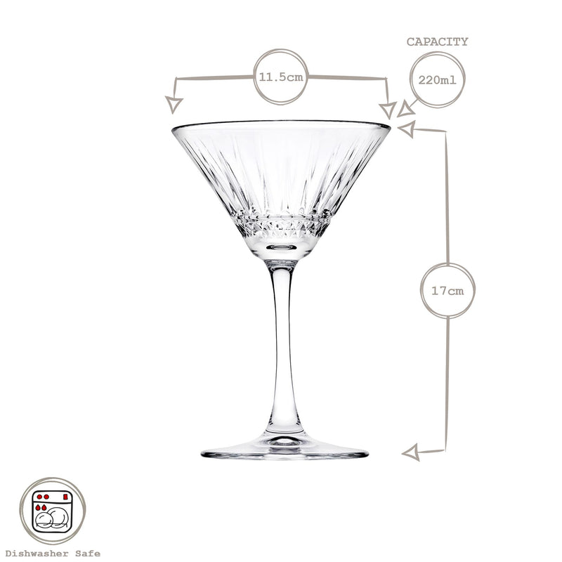 220ml Elysia Martini Glass - By Pasabahce