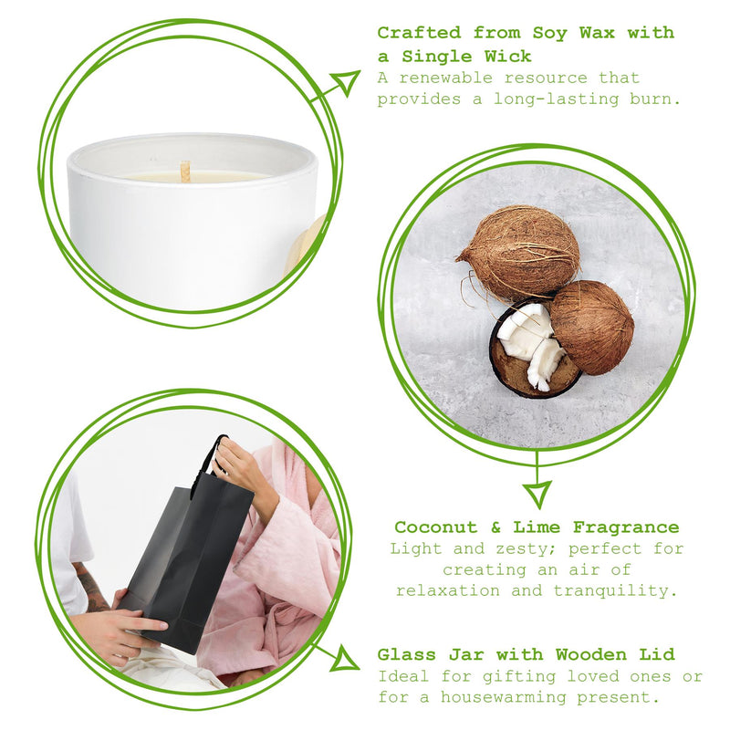 White Soy Wax Scented Candle - 130g - Coconut & Lime - By Nicola Spring