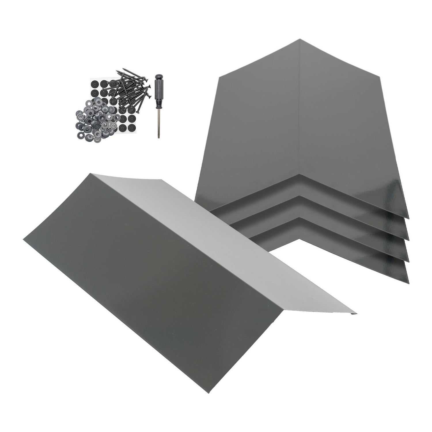 Metal Roofing Ridge Caps - 30 x 60cm - Anthracite - Pack of 5