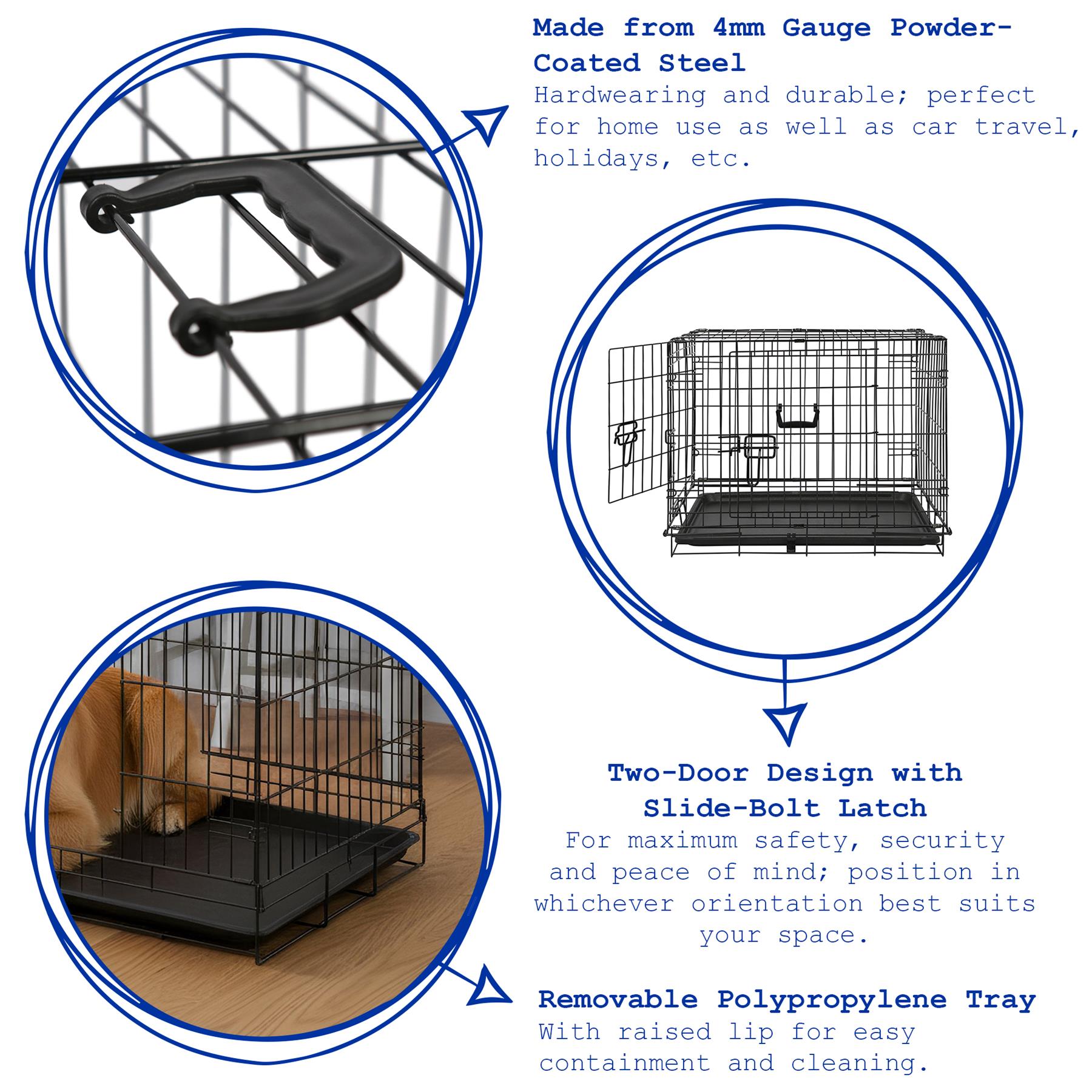 2 Door Metal Dog Crate with Removable Tray - Small