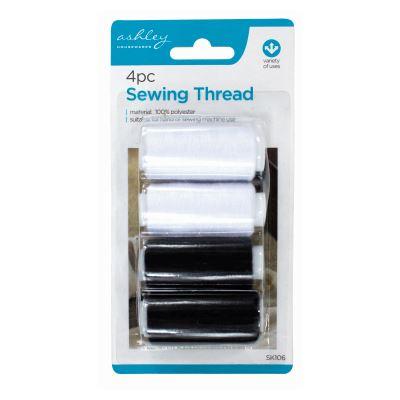 Sewing Thread Set - 4 x 360M - Black/White - By Ashley