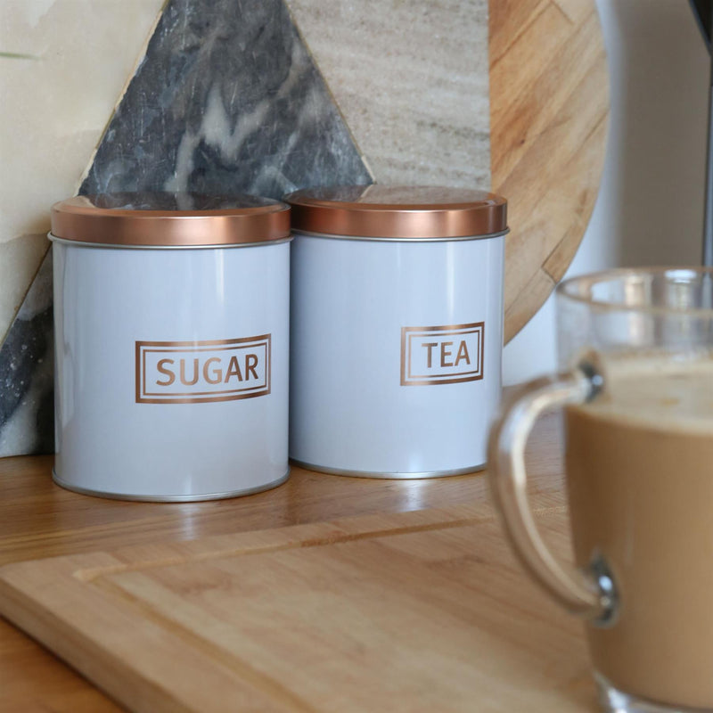 3pc Round Metal Tea Coffee Sugar Canister Set - By Harbour Housewares