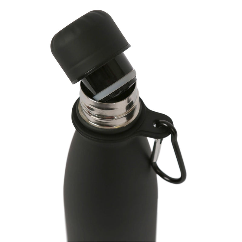 Stainless Steel Water Bottle with Carabiner Clip - 500ml - By Harbour Housewares