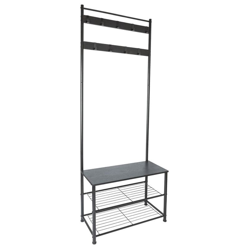 Square Steel Coat Rack with Shoe Storage Bench - By Harbour Housewares