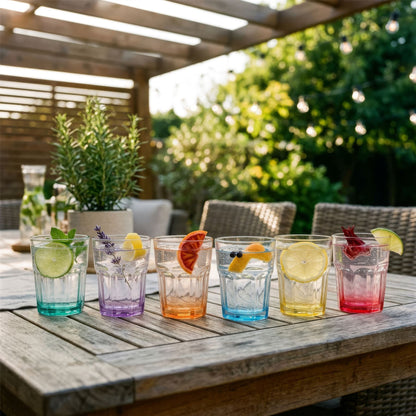 285ml Panelled Glass Tumbler with Coloured Base