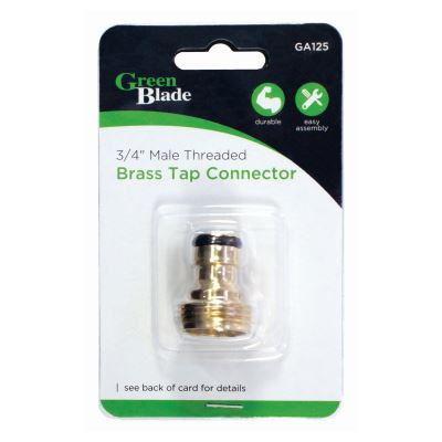 Male Brass Threaded Tap Connector - 3/4&quot; - By Green Blade