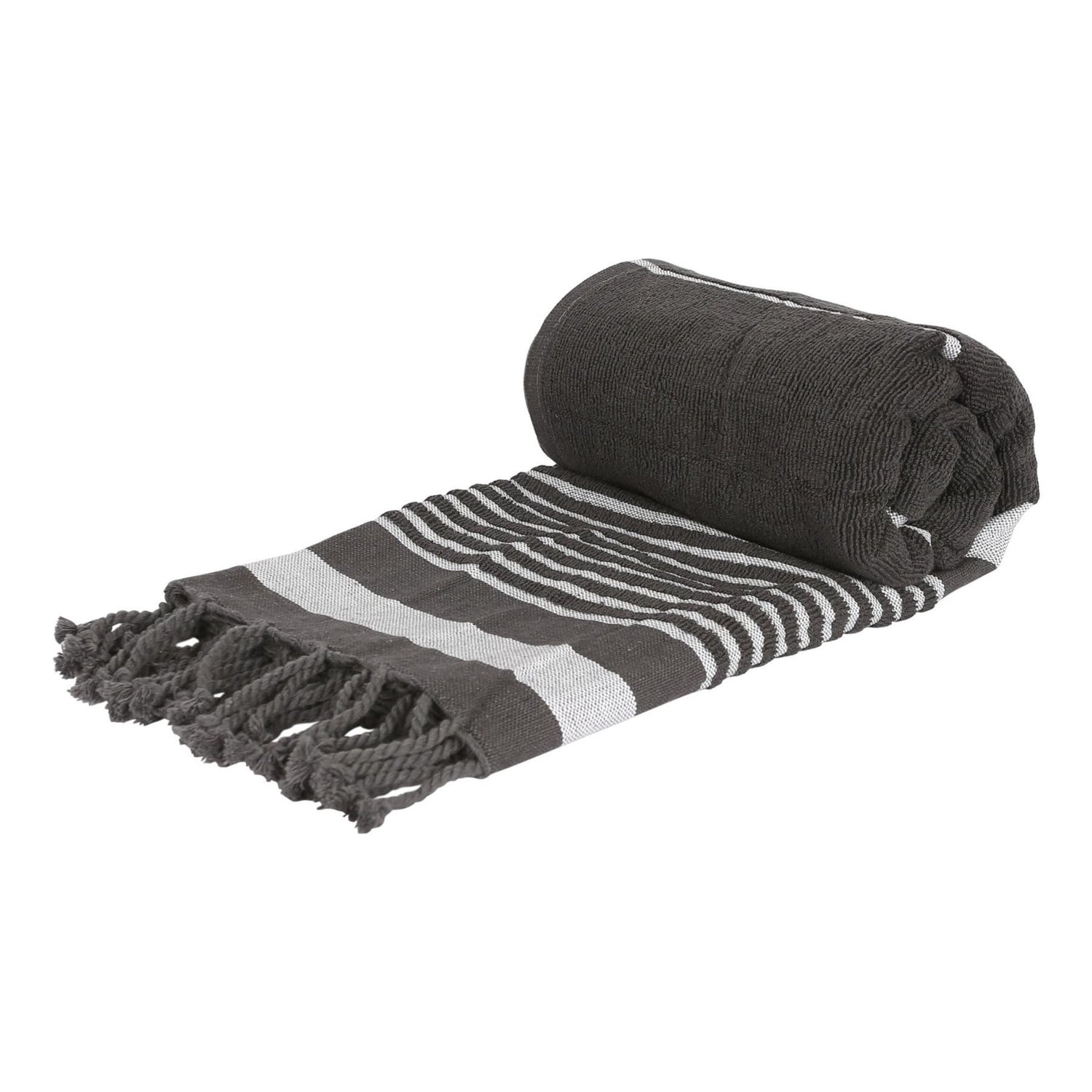 Deluxe 100% Cotton Turkish Beach Towel - 160cm x 90cm - Charcoal - By Nicola Spring