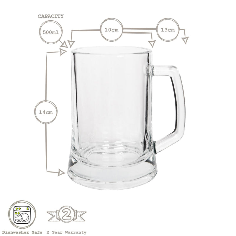 500ml Glass Beer Mugs - Pack of 24 - By Rink Drink