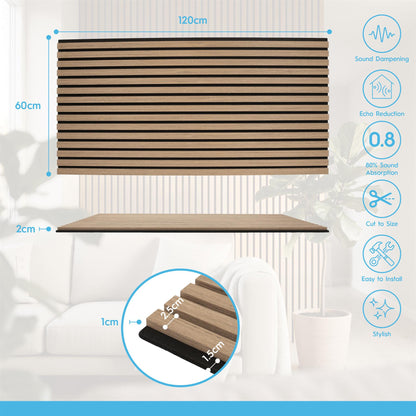 Wooden Acoustic Wall Panel - 120 x 60cm - Walnut/Black