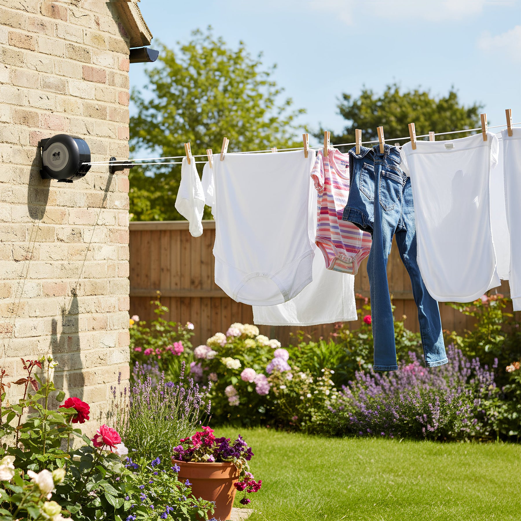 2 x 15M Retractable Dual Cord Washing Line - Black