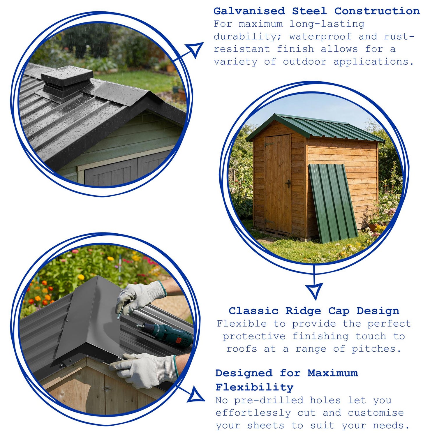 Metal Roofing Ridge Caps - 30 x 60cm - Anthracite - Pack of 5