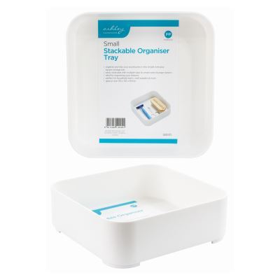 Plastic Stackable Storage Bin - 15cm x 15cm x 5cm - White - By Ashley