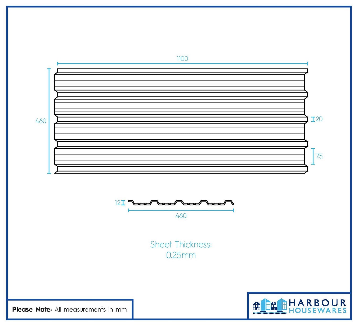 Corrugated Metal Roofing Sheets - 110 x 46cm - Green - Pack of 14