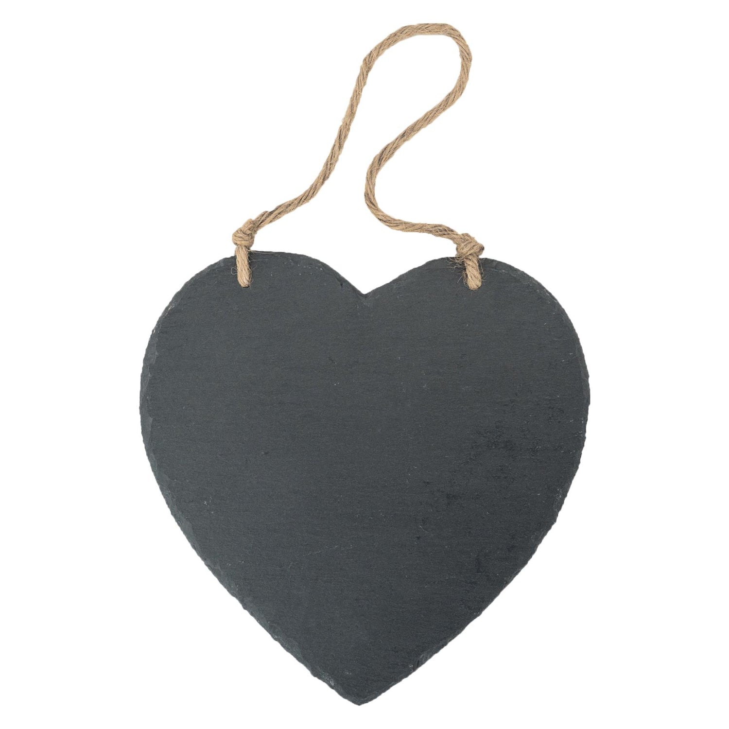 Heart Slate Hanging Memo Board with Rope - 15 x 15cm