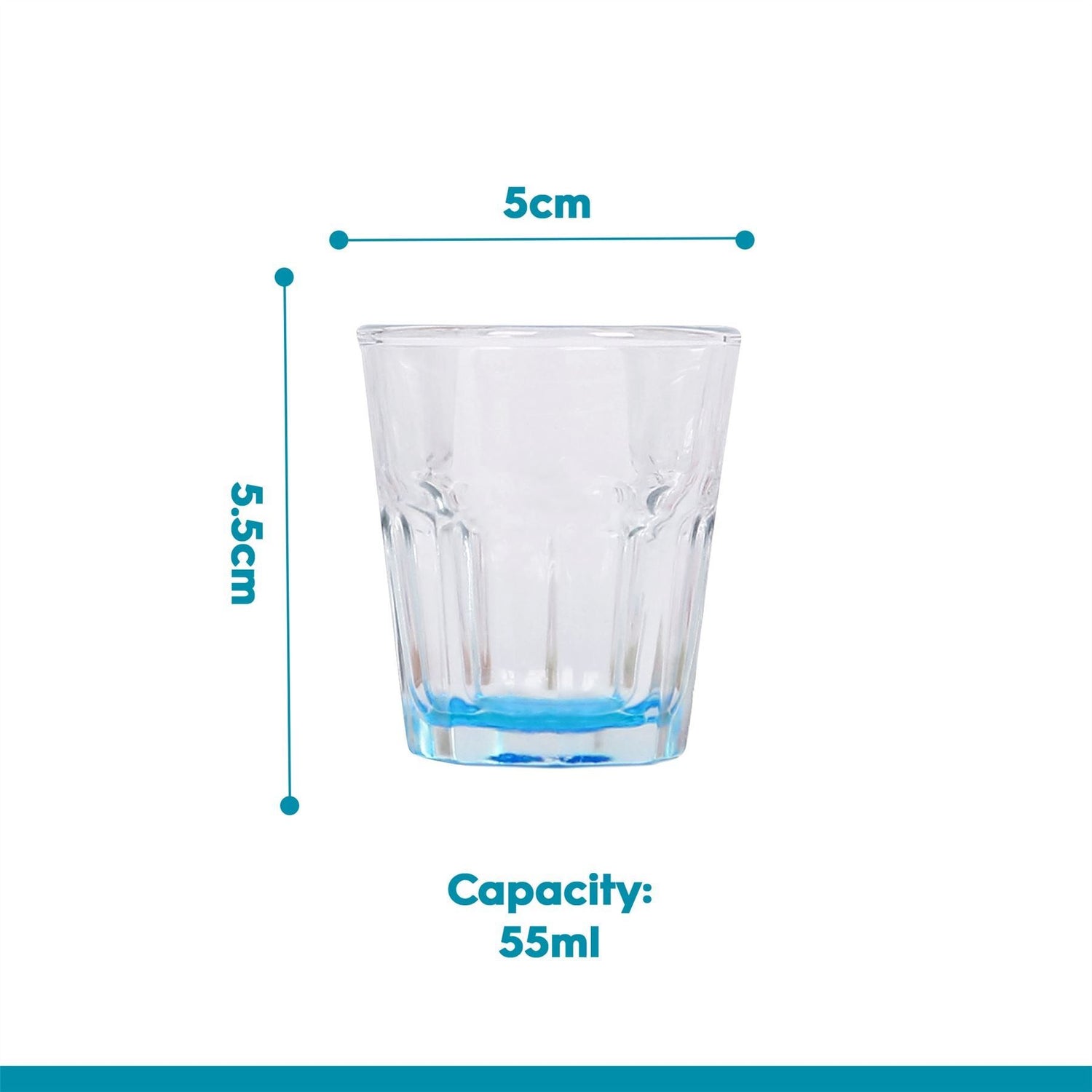 55ml Panelled Shot Glass with Coloured Base