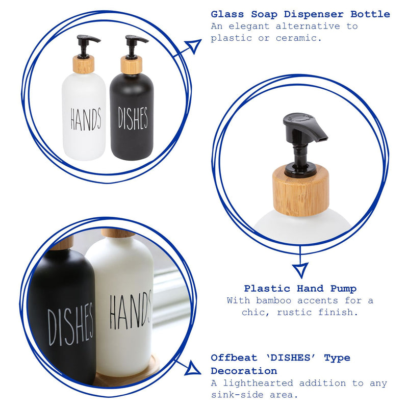 Glass Dish Soap Dispenser - 500ml - Black - By Harbour Housewares