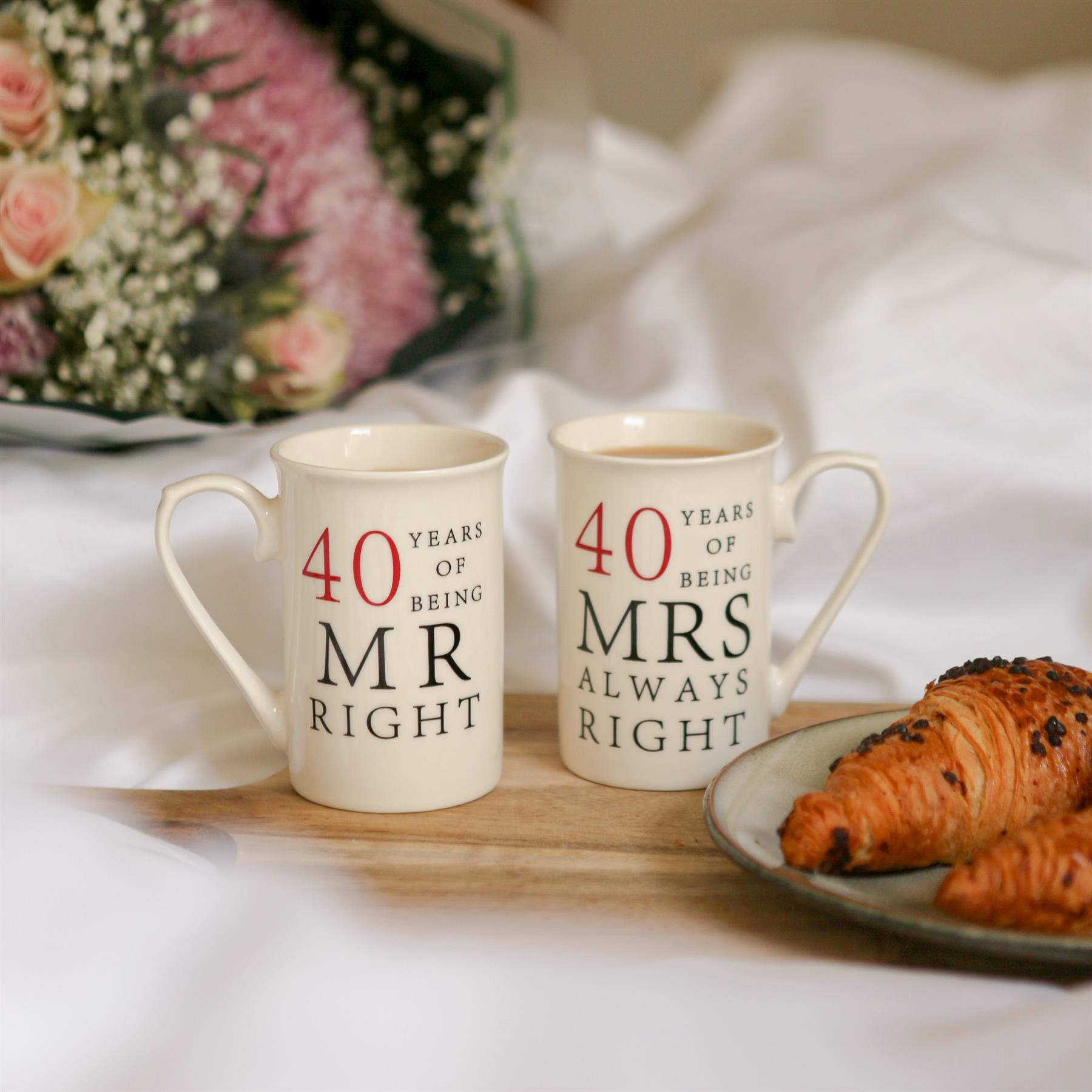 40th Anniversary New Bone China Mug Set - 300ml