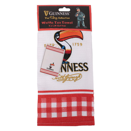 Guinness Toucan Waffle Tea Towel - 48 x 65cm - White/Red