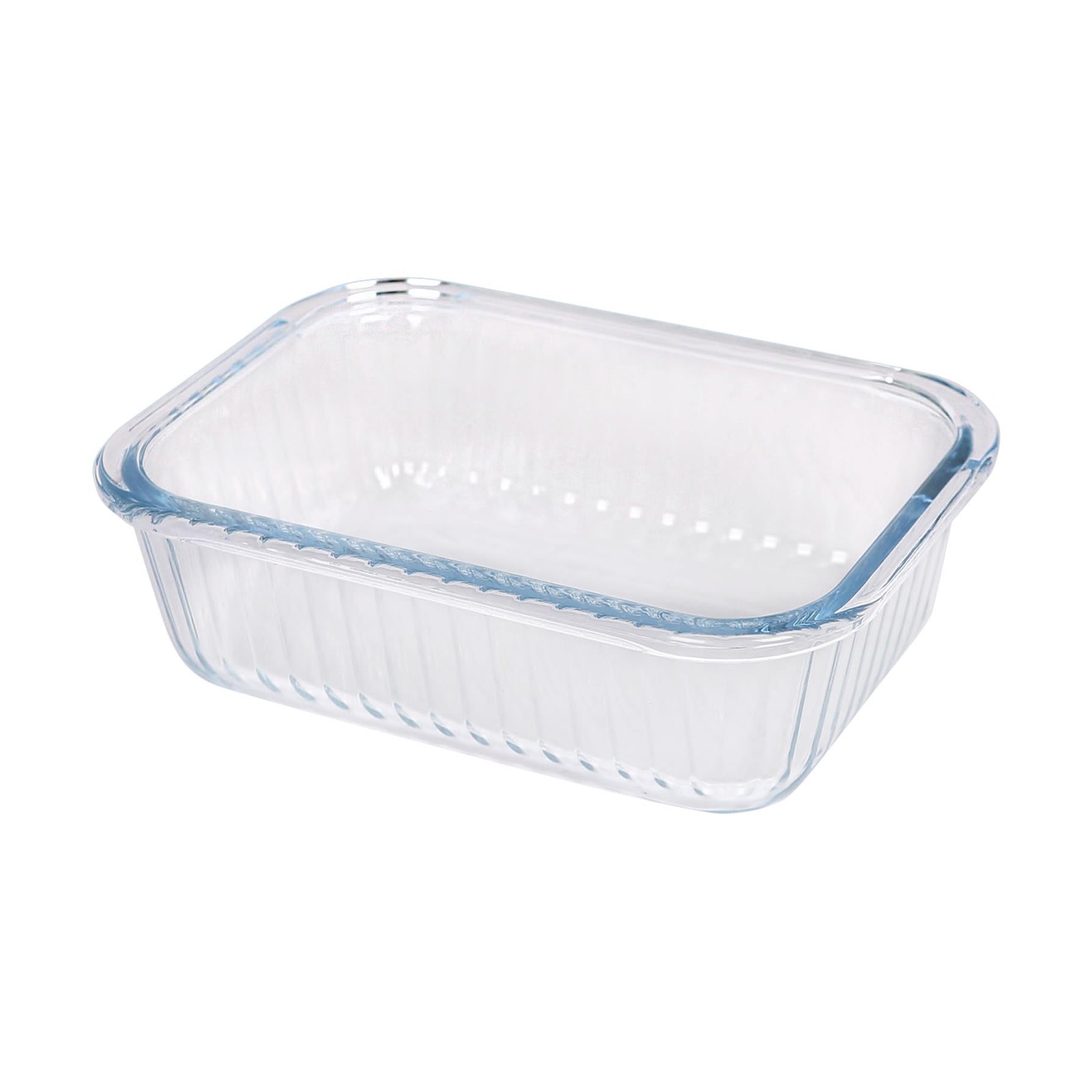 Optical Rectangular Glass Cake Dish - 20cm x 15cm
