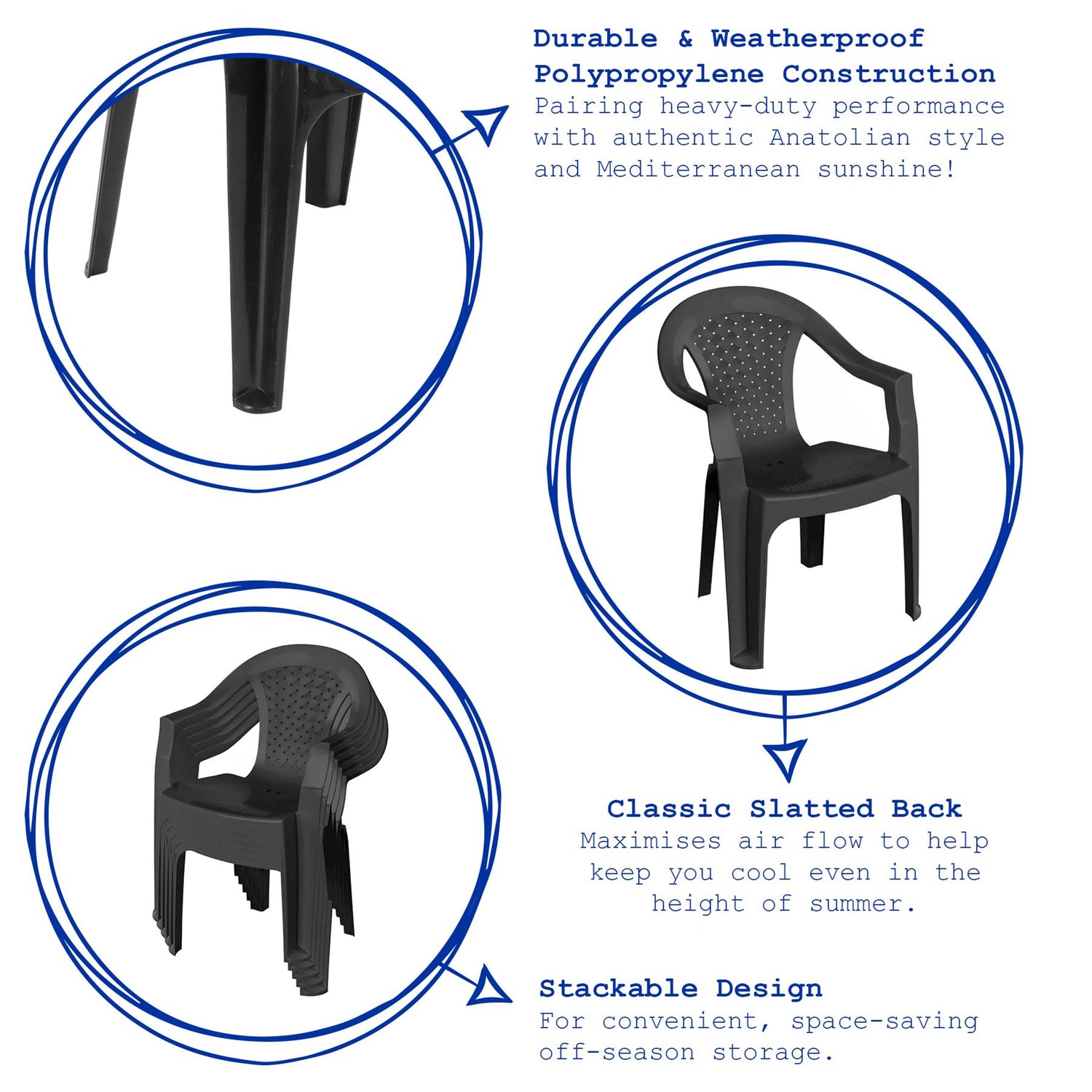 Milas Garden Dining Chair - Anthracite