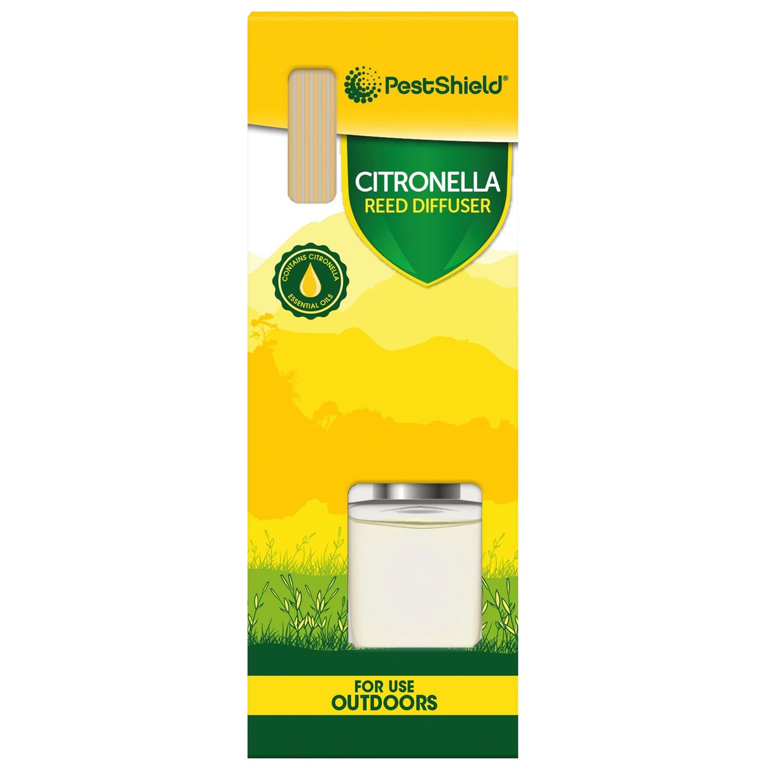 Outdoor Citronella Reed Diffuser - 30ml - Yellow - By PestShield