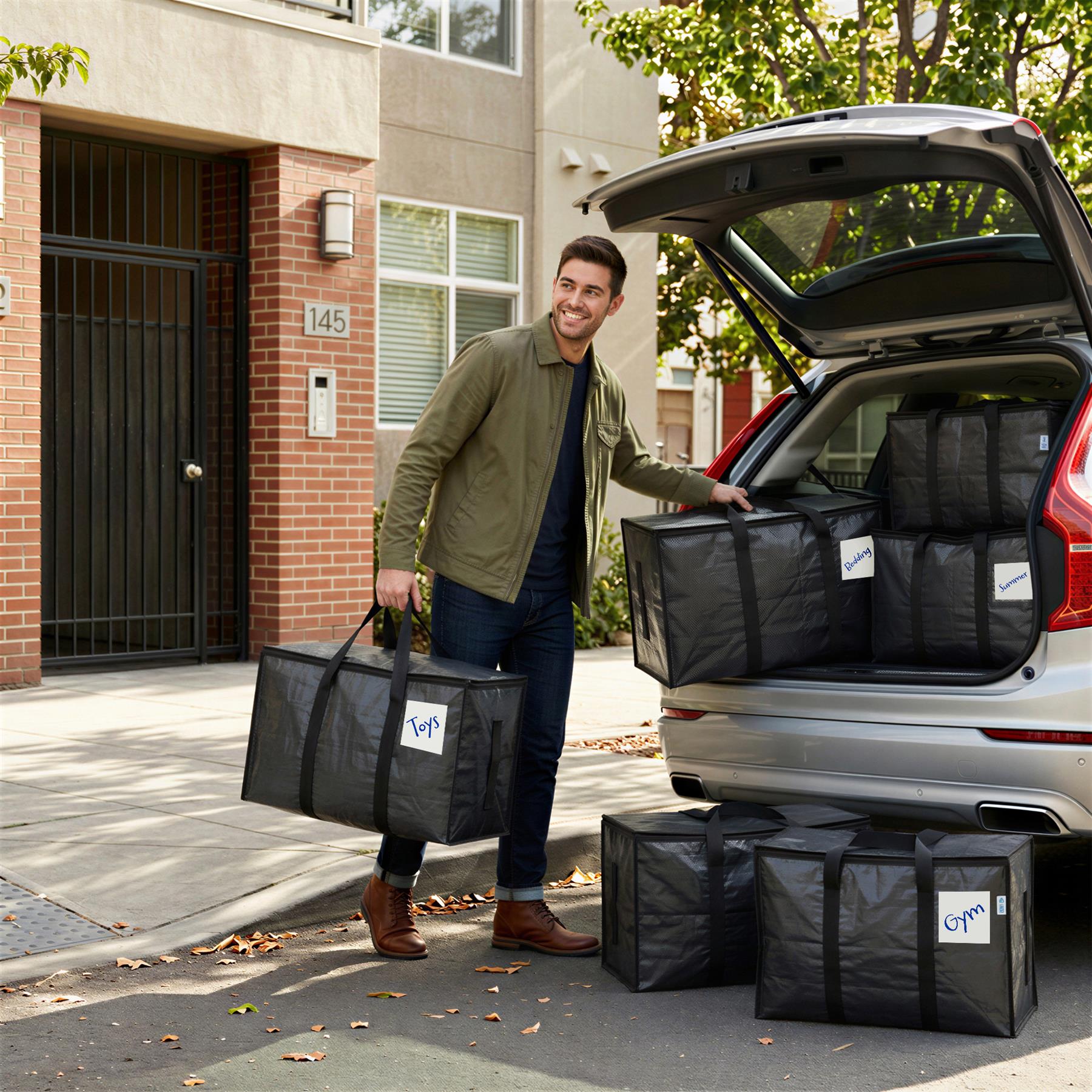 Large Heavy Duty Moving Bags - 90L - Anthracite - Pack of 6