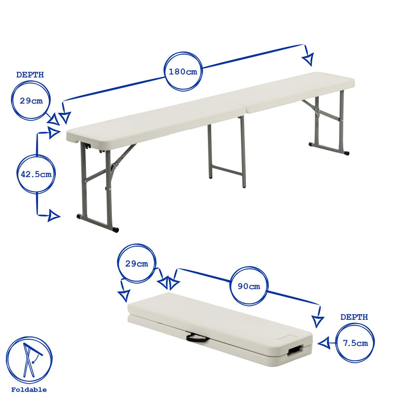 Harbour Housewares Folding Picnic and Camping Bench - Supports four people