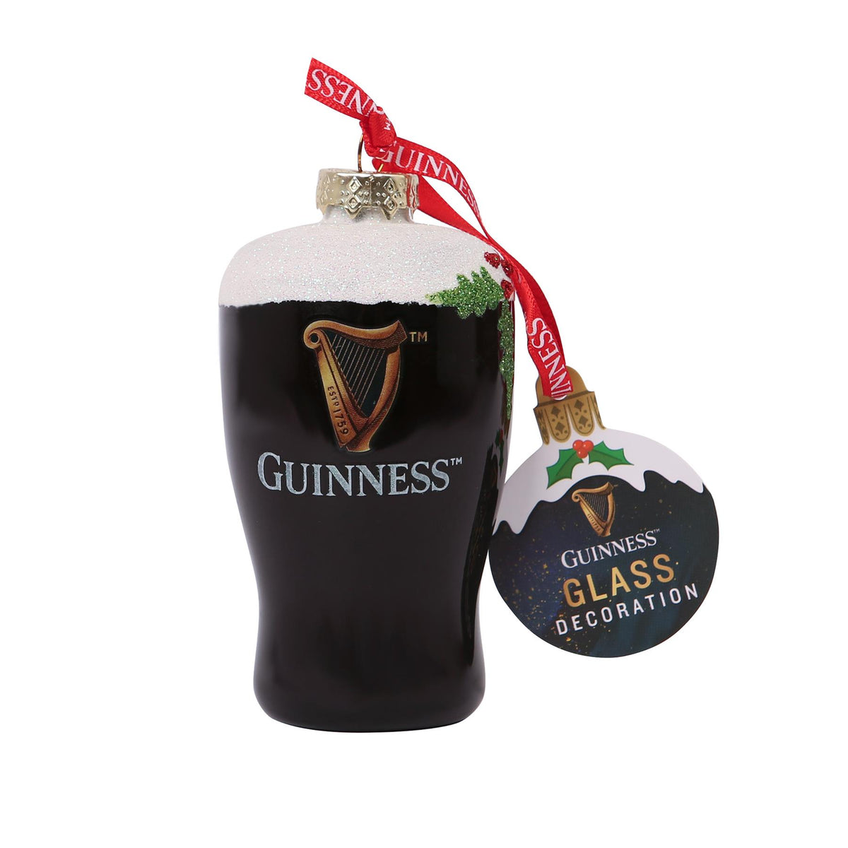 Guinness Tulip Pint Glass Christmas Tree Decoration - Black
