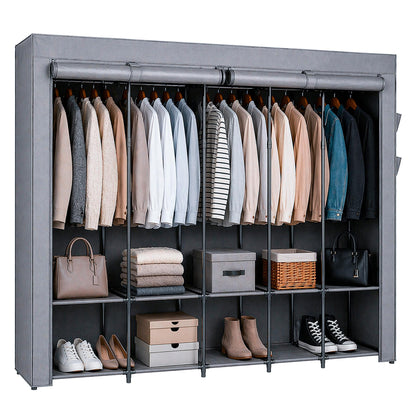 Portable Fabric Wardrobe - 211 x 45 x 167cm - Grey