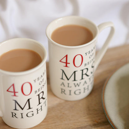40th Anniversary New Bone China Mug Set - 300ml