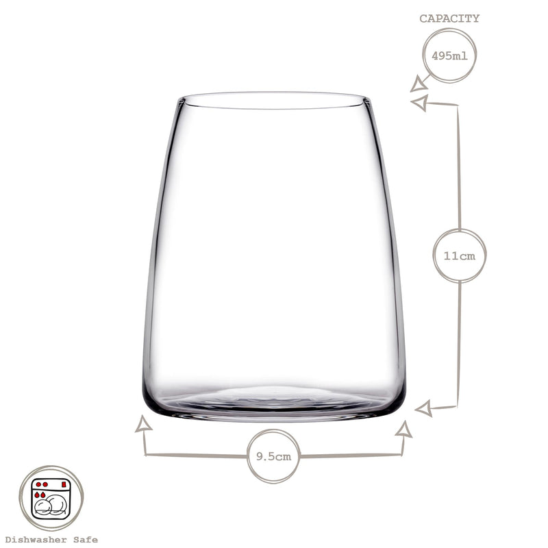 495ml Pinot Stemless Wine Glass - By Pasabahce