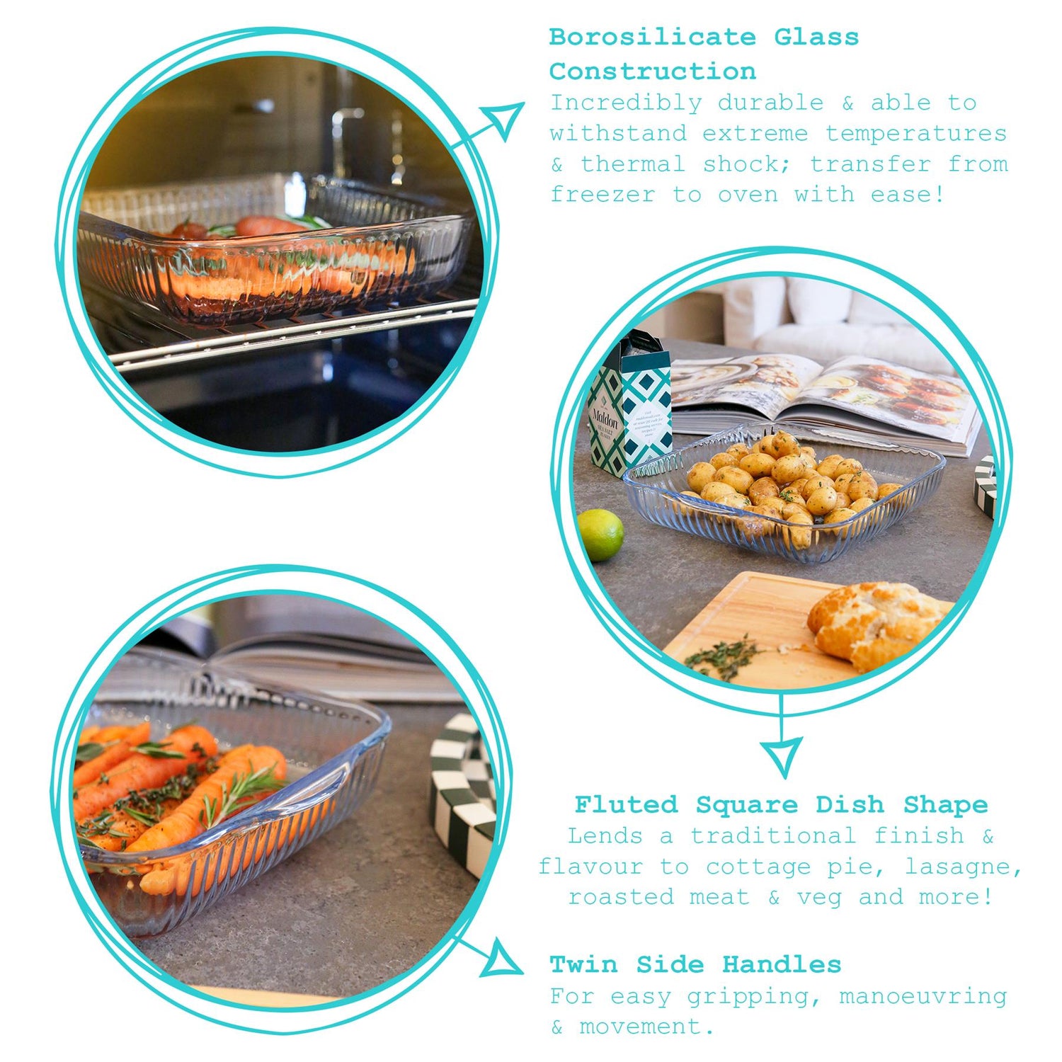 Optical Square Glass Oven Dish - 30cm x 27.5cm