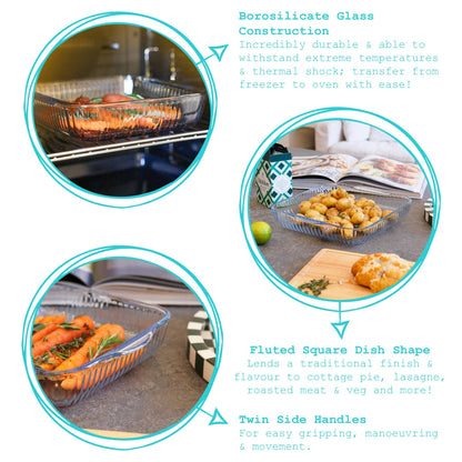Optical Square Glass Oven Dish - 30cm x 27.5cm